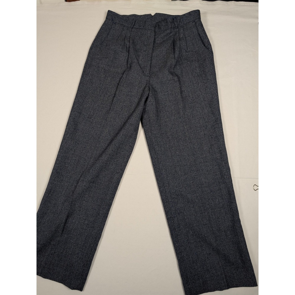 F.R. Bentley Vintage Womens High Waisted Pleated Dress Pants Blue Grey Size 18